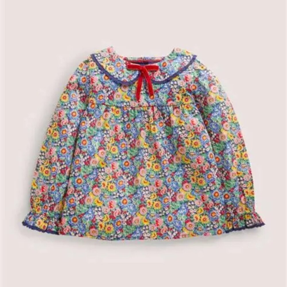Mini Boden Liberty Floral Collared top 9 10 New in Package